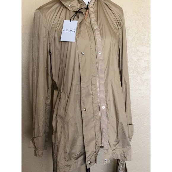 Cole Haan Womens Weather Resistant Belted Packable Raincoat Size L  - Picture 5 of 12